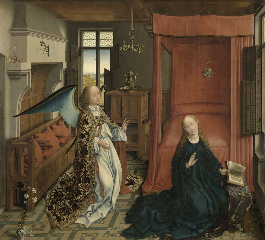 Annunciation centre panel associated with the workshop of Rogier van der Weyden